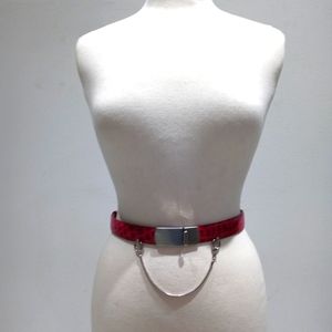 Red Crocodile Embossed Belt